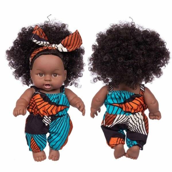 Sehao Cute Curly Black African Black Baby Doll Mini Doll Baby Toys - Image 2