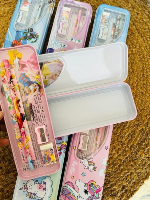 Unicorn Avengers theme Metal pencil Box with stationery - Image 3