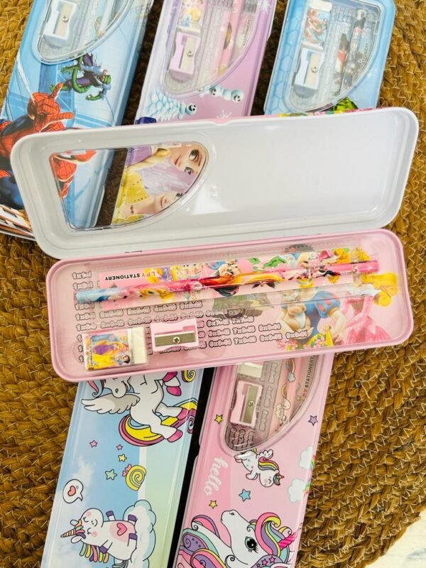 Unicorn Avengers theme Metal pencil Box with stationery - Image 2