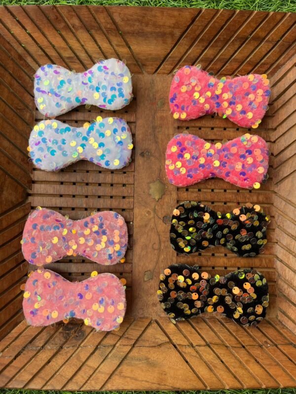 Bow Sequin Hair Clips Pair