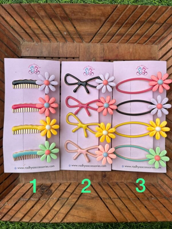 Floral Colored Metal Hair clips Pack