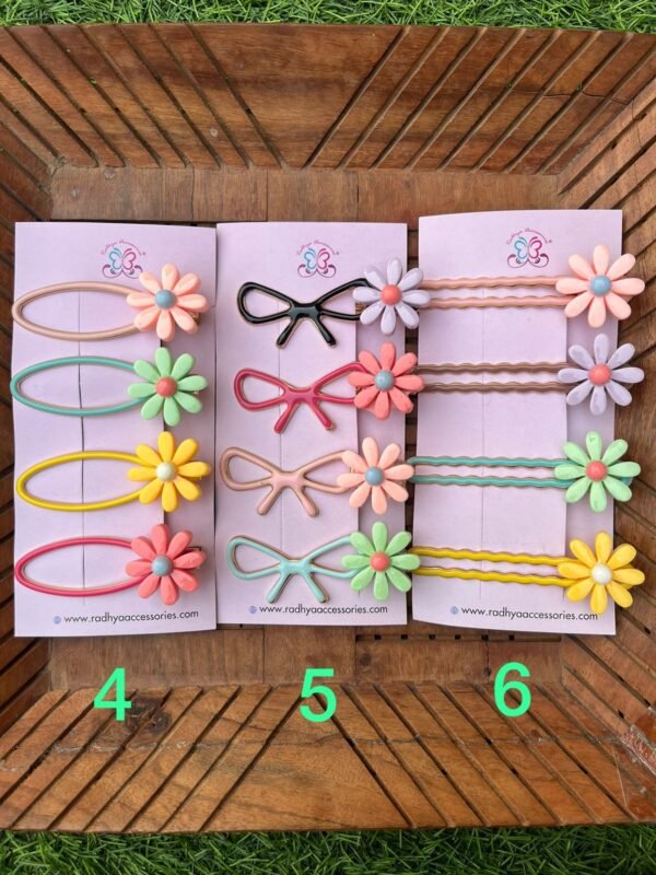 Floral Colored Metal Hair clips Pack - Image 2