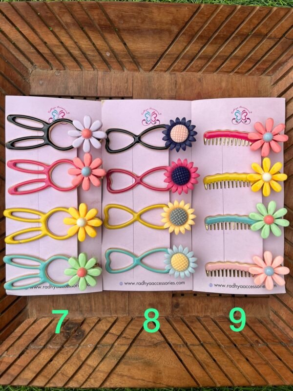 Floral Colored Metal Hair clips Pack - Image 3