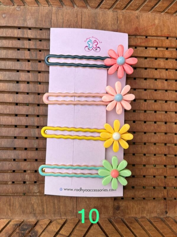 Floral Colored Metal Hair clips Pack - Image 4