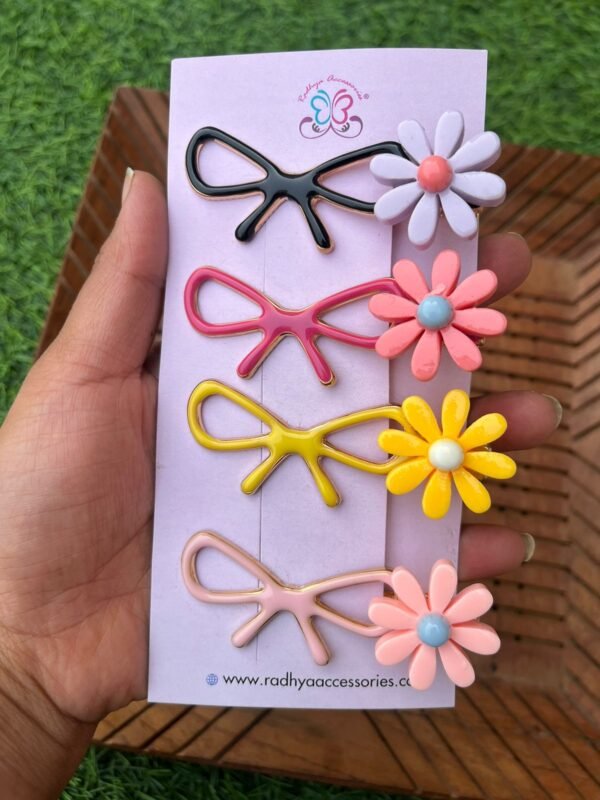 Floral Colored Metal Hair clips Pack - Image 5