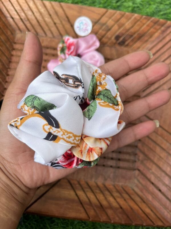 Floral Printed Satin Scrunchies - Image 2