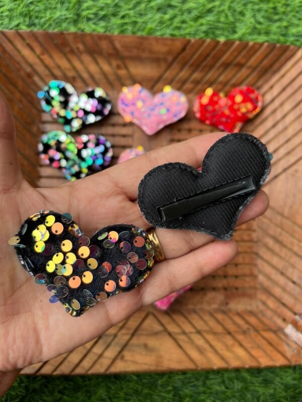 Heart Sequin Hair Clips Pair - Image 2