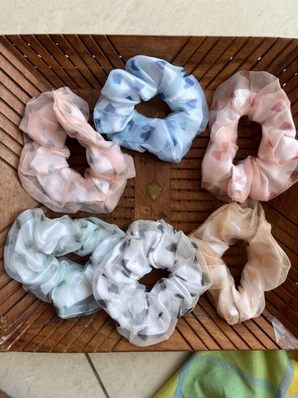 Heart Dual Layer Scrunchies (Set of 4)