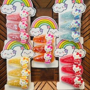 Kitty Glitter Hair Clips Card