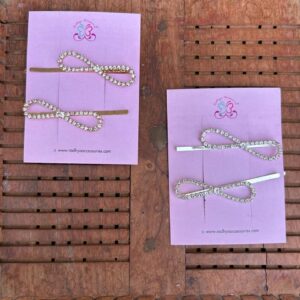 Stone Bow Bobby Pin Pair