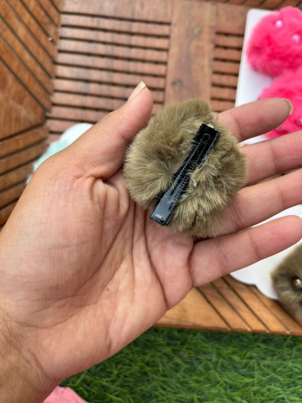 Rabbit Pompom Hair Clip Pair - Image 3