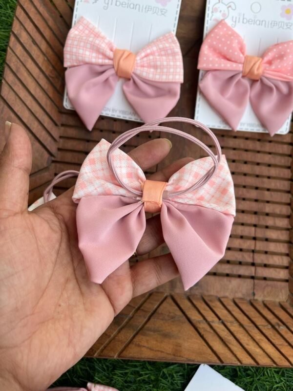 Premium Pink Colored Bow Rubberband Assorted - Image 3