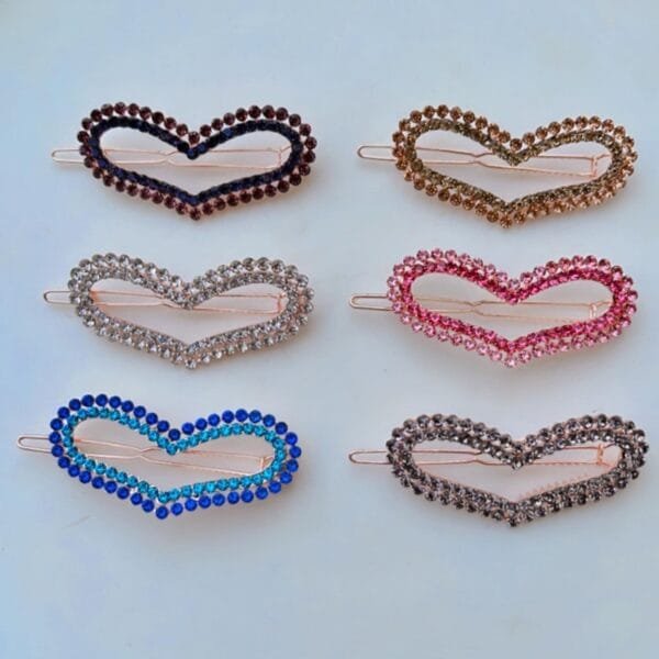 Premium Stone Studded Heart Lock Clips