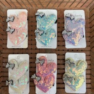 Sequin Heart Hair Clip pair