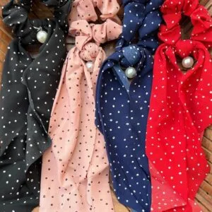 Polka Dot Ribbon Scarf Scrunchies