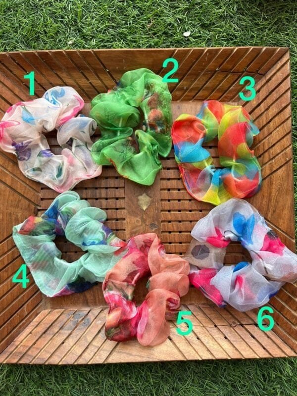 Printed Floral Organza Scrunchies