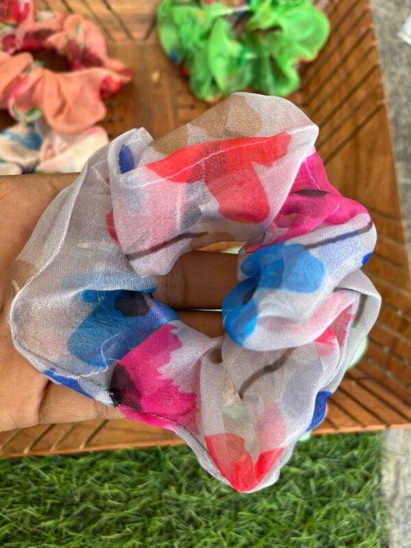 Printed Floral Organza Scrunchies - Image 2