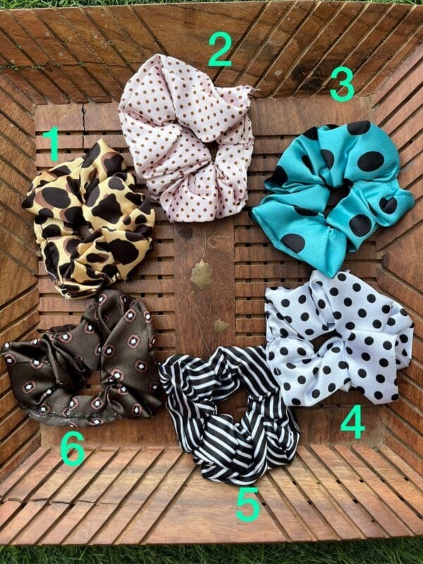 Printed Satin Scrunchies