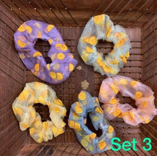 Printed Soft Organza Scrunchies (set of 5) - Image 3