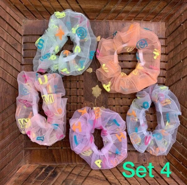 Printed Soft Organza Scrunchies (set of 5) - Image 4