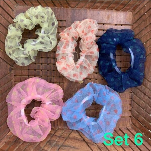 Printed Soft Organza Scrunchies (set of 5) - Image 6