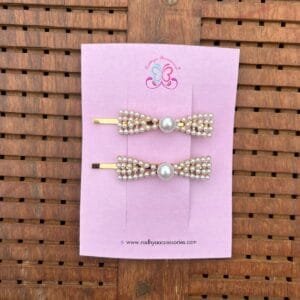 Pearl Bow Hairclip Pair