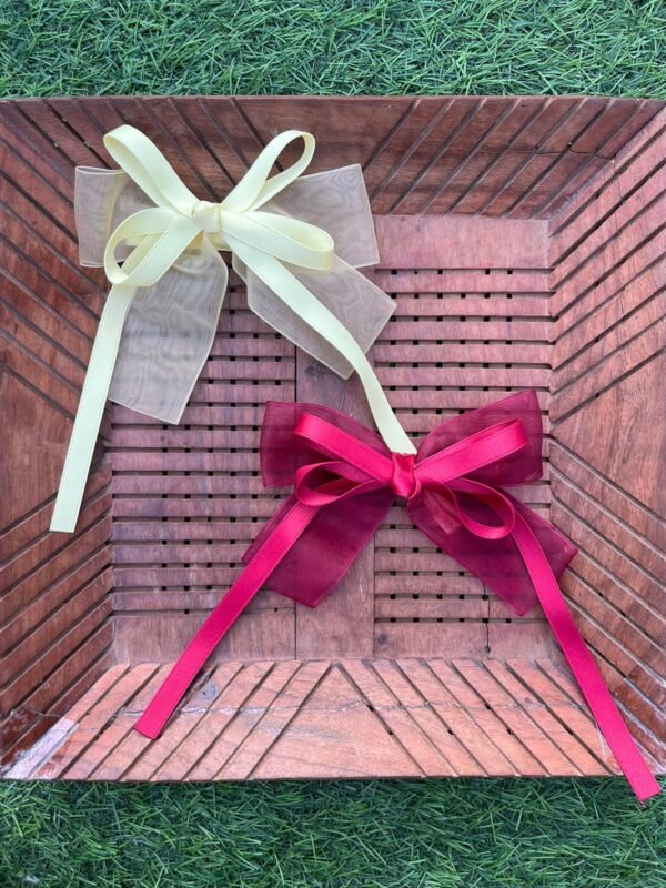 Premium Satin Ribbon Tassels Bow Clip - Image 2