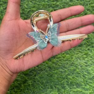Zaya Anti Tarnish Butterfly Metal Clawclip with Detachable Tassels