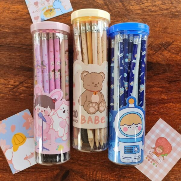 Barreled Pencils with Topper Eraser (30 pencils) - Image 2