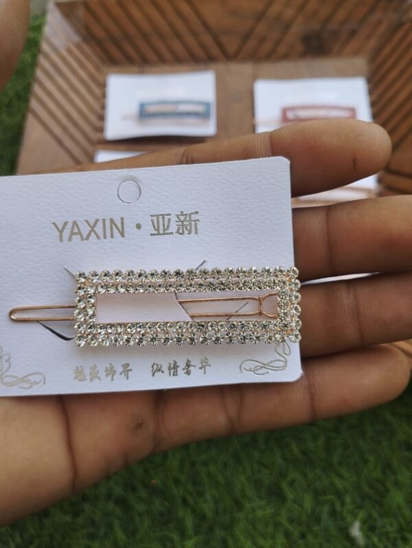 Premium Stone Studded Rectangle Shape Lock Clip - Image 2