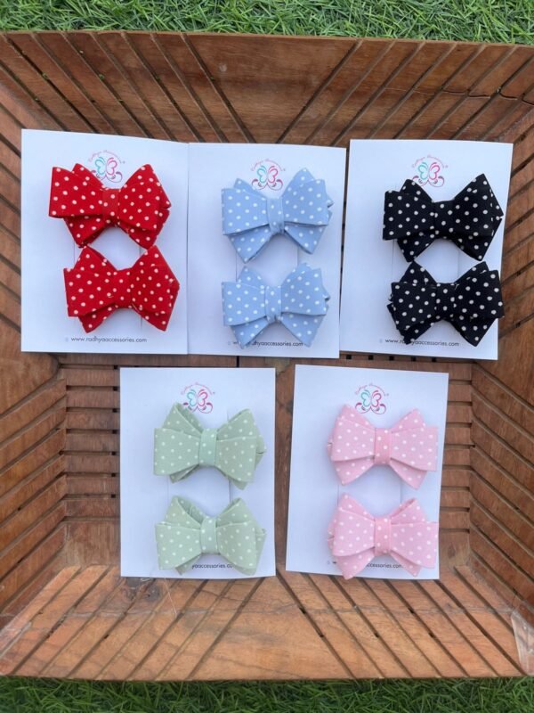 Polka Dot Bow Clip Pair