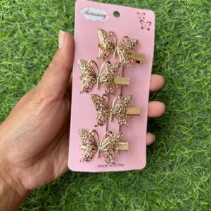 Golden Butterfly Hair Clips Card (4 clips)