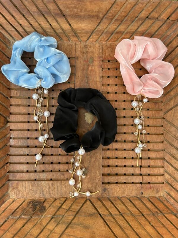 Tasseled Shimmer Organza Scrunchies