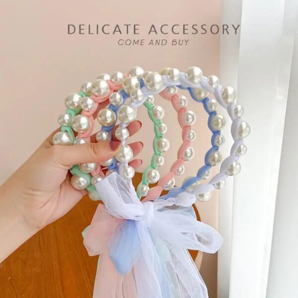 Korean Pearl Ribbon Hairband - Image 6