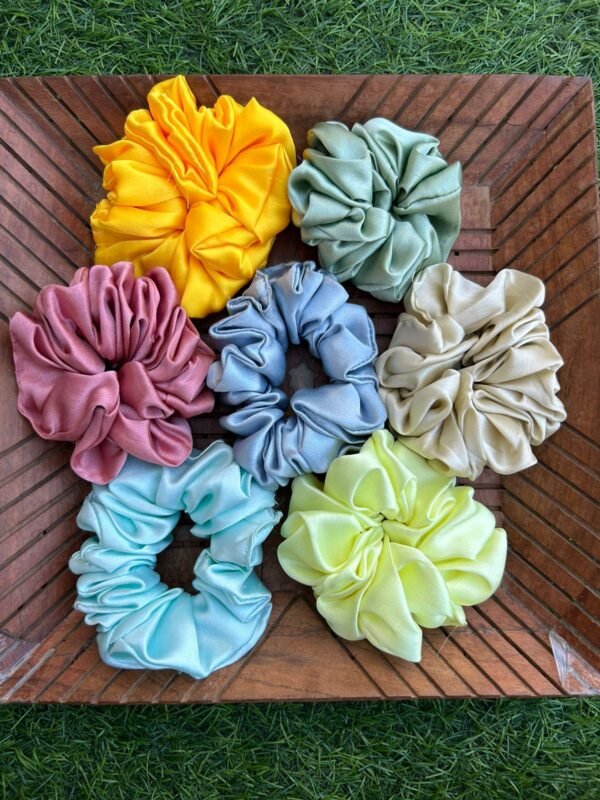 Jumbo Fluffy Satin Scrunchies - Image 2