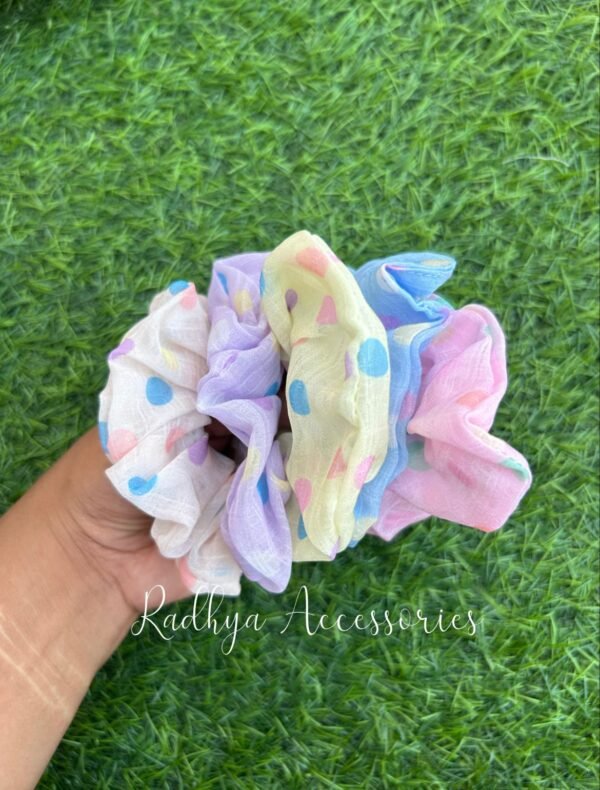 Colorful Polka Dot Chiffon Large Scrunchies - Image 3