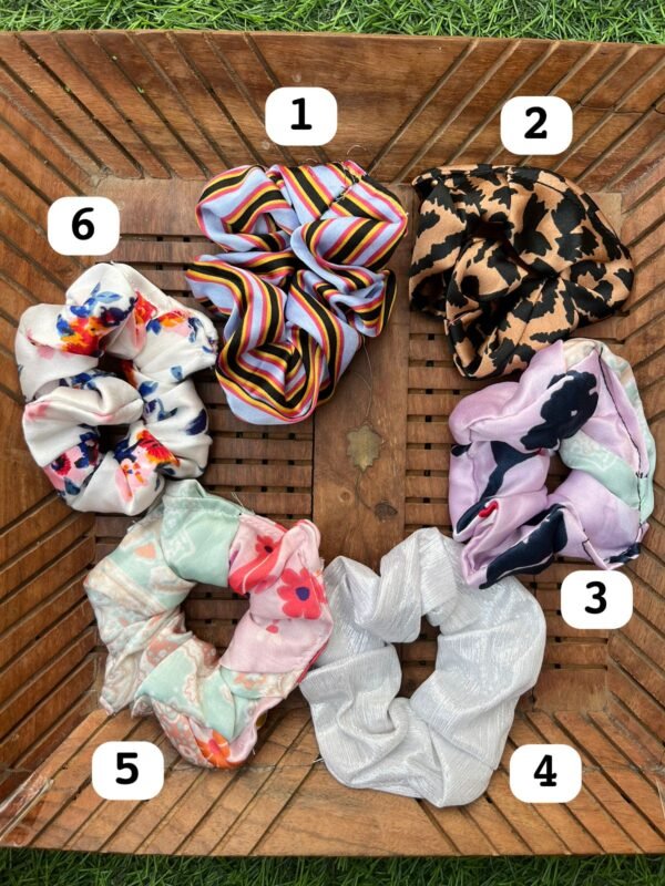 Satin printed Scrunchies.