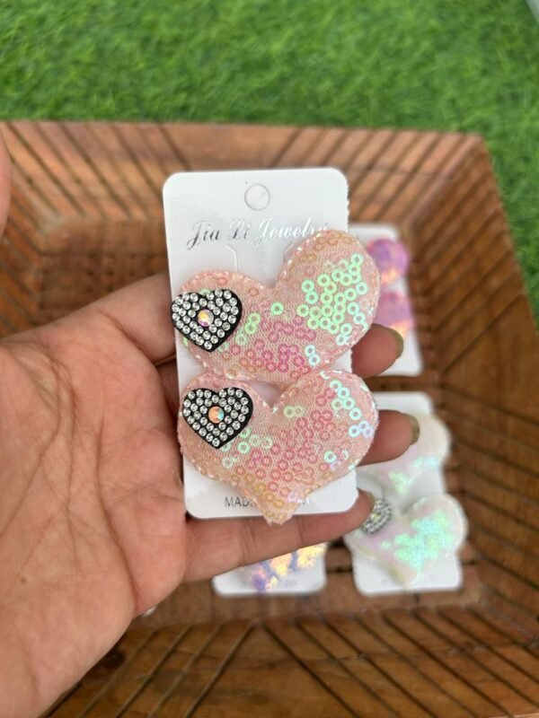 Sequin Heart Hair Clip pair - Image 2