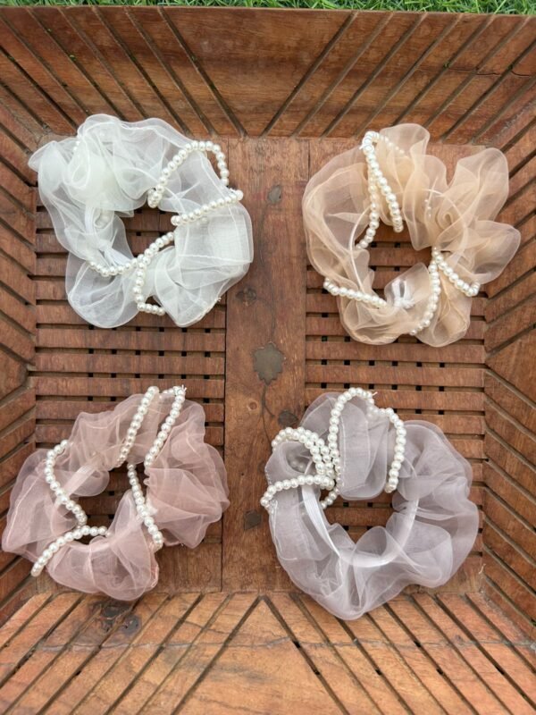 Pearl Organza Scrunchy