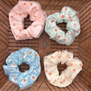Floral Double layer Large Scrunchy (Set of 2)