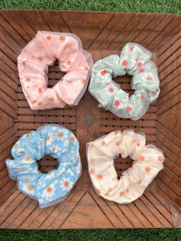 Floral Double layer Large Scrunchy (Set of 2)