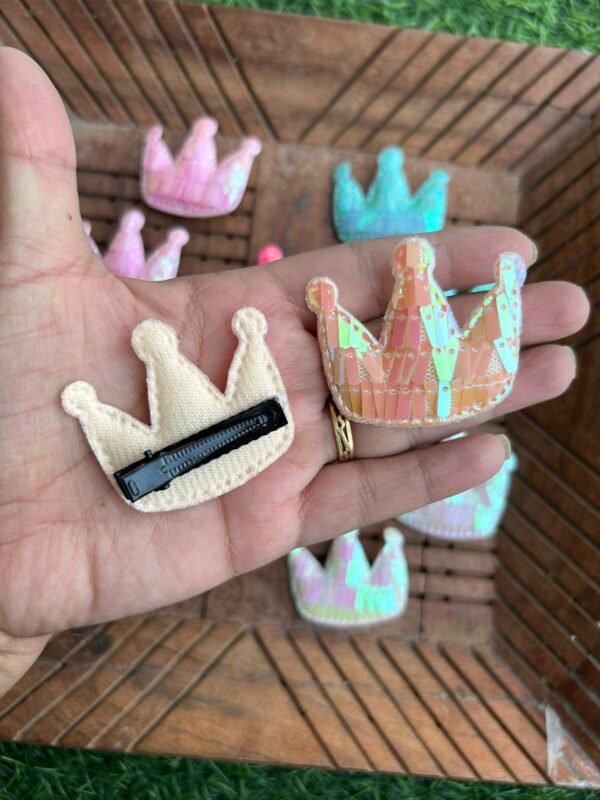 Holographic Crown Hair Clip Pair - Image 2