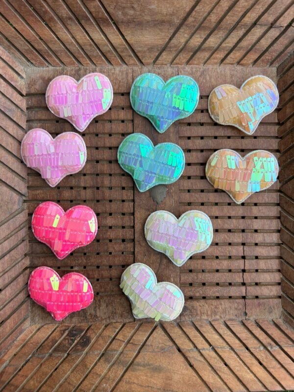 Holographic Heart Hair Clip Pair