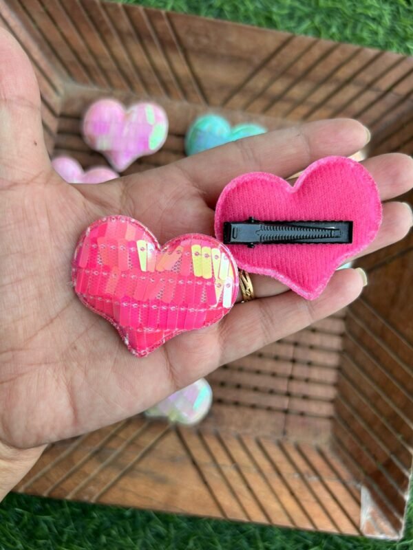 Holographic Heart Hair Clip Pair - Image 2