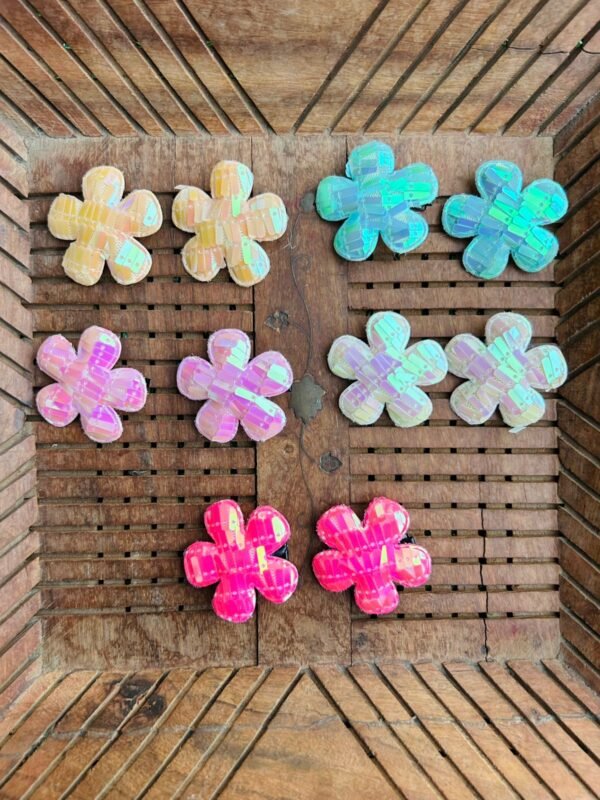 Holographic Flower Hair Clip Pair