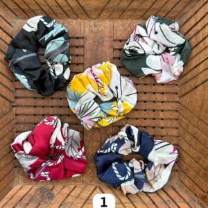 Printed Satin Scrunchies (Set of 4)