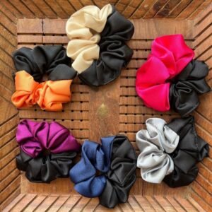 Dual Color Satin Scrunchies (Set of 2)