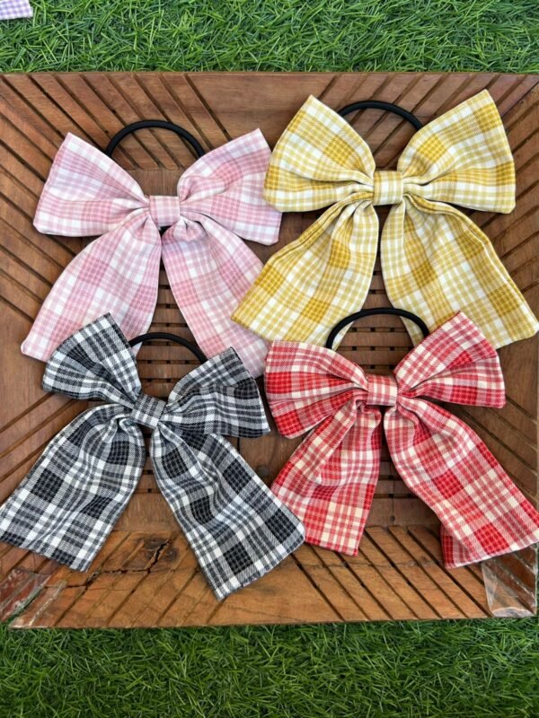 Cotton Checked Bow Rubberband