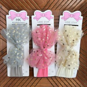 Sequin Bow Kids Elastic Headbad