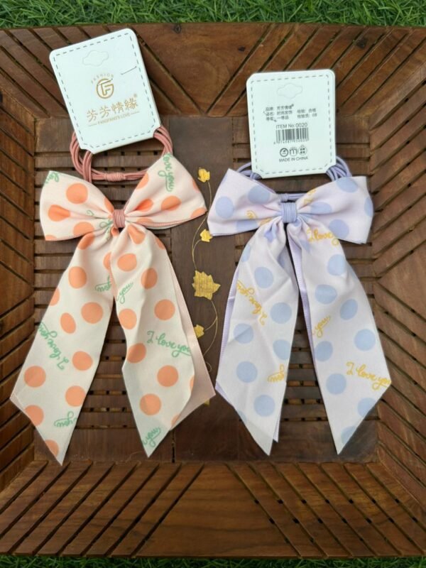 Polka Dot Tail Bow Rubberband